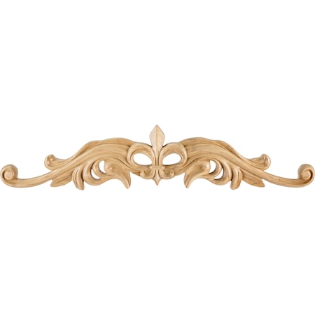 20 Wx7/8Dx4-3/16H Rubberwood Hand Carved Fleur-de-lis Onlay